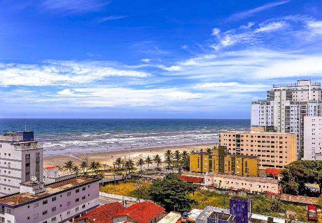 Apartamento en Praia Grande - Apto com WiFi a 140 metros da Praia do Caiçara/SP